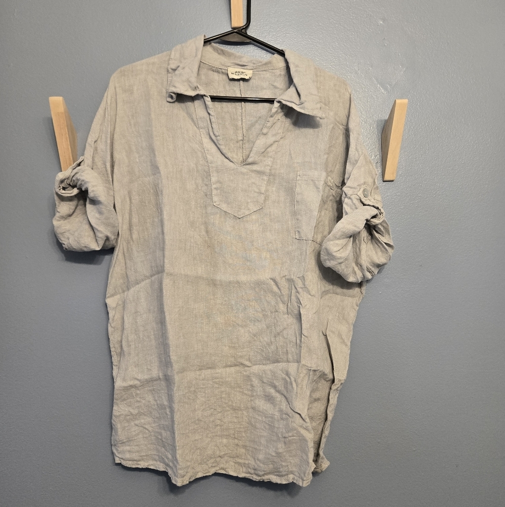Light Gray Women's Linen Pullover Shirt